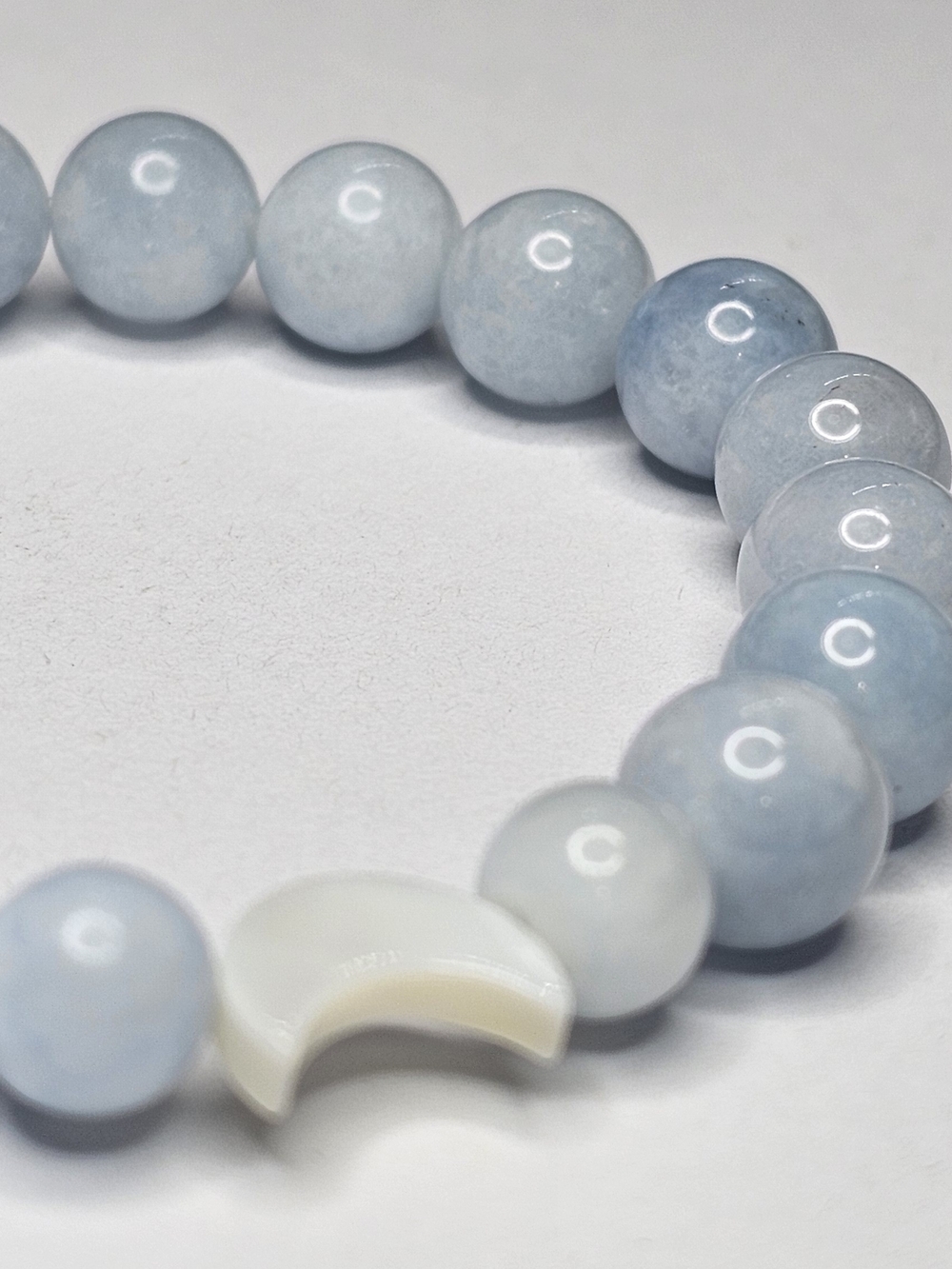 Mermaid Moon Goddess Aquamarine Bracelet with Moon Shell Accent - Women Jewelry - Picture 2 of 4